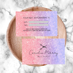 Visita Tarjeta de cita purpurina Beauty Pink Hairstylist