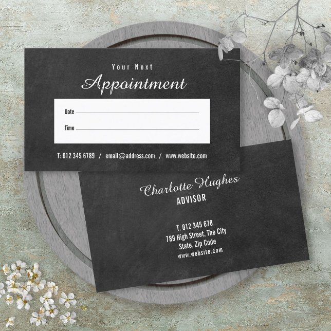 Visita Tarjeta de cita simple de pizarra (Simple Script Chalkboard Appointment Card)