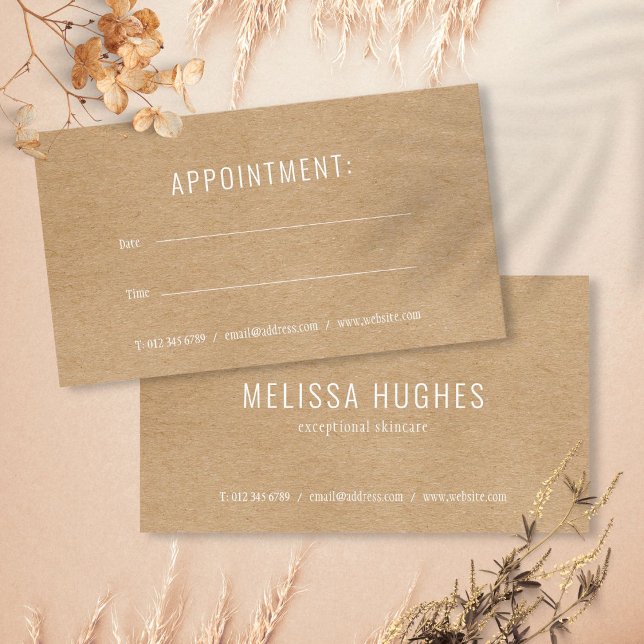 Visita Tarjeta de cita simple moderna rústica kraft (Simple Modern Rustic Kraft Appointment Card)