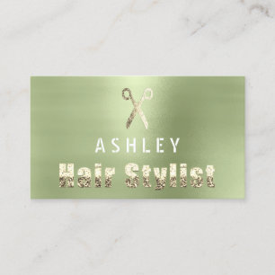 Visita Tarjeta de cita verde Hair Stylist Salon Ming