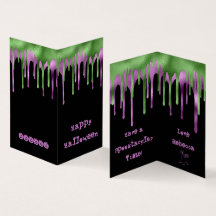 Tarjeta de clase MINI Green Purple Slime Halloween