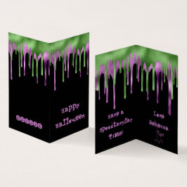 Visita Tarjeta de clase MINI Green Purple Slime Halloween