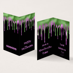 Visita Tarjeta de clase MINI Green Purple Slime Halloween