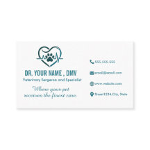 Tarjeta de clínica veterinaria personalizada con l