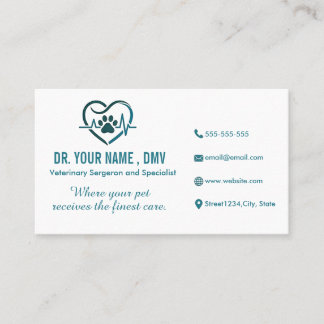 Visita Tarjeta de clínica veterinaria personalizada con l