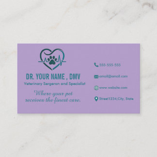 Visita Tarjeta de clínica veterinaria personalizada con l