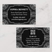 Tarjeta de código QR Art Deco para bienes raíces d