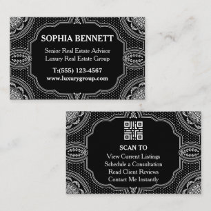 Visita Tarjeta de código QR Art Deco para bienes raíces d