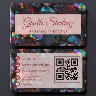 Visita Tarjeta de código QR Black Opal para Terapeuta de