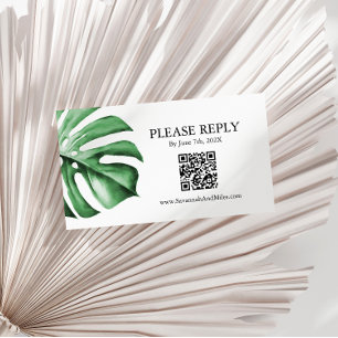 Visita Tarjeta de código QR Boda de hoja de la palma trop