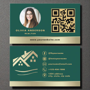 Visita Tarjeta de código QR Casa Dorada Verde Agente Inmo