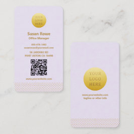 Visita Tarjeta de código QR con puntos de oro y lila mini