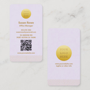 Visita Tarjeta de código QR con puntos de oro y lila mini