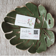 Tarjeta de código QR de bienestar floral para la s