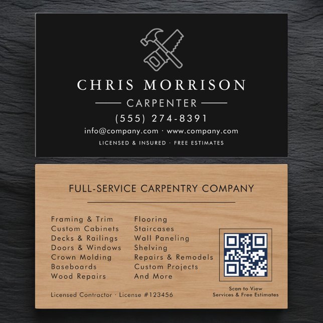 Visita Tarjeta de código QR de carpintería y ebanistería (Subido por el creador)
