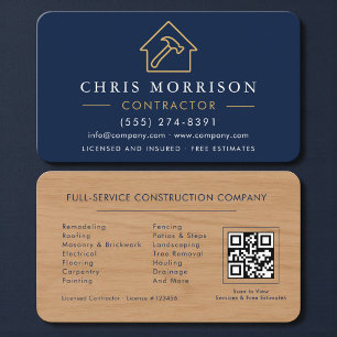 Visita Tarjeta de código QR de contratista azul marino co