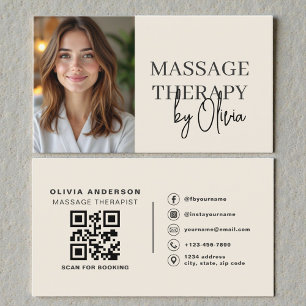 Visita Tarjeta de código QR de foto beige neutral para te
