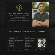 Tarjeta de código QR de mejora del hogar negro y d