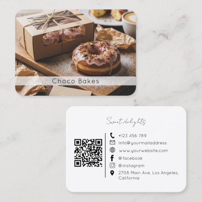 Visita Tarjeta de código QR de panadería artesanal de dul (Anverso / Reverso)