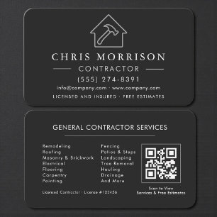 Visita Tarjeta de código QR de plata negra de construcció