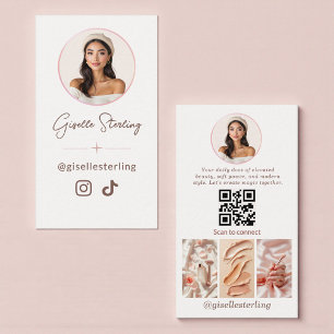 Visita Tarjeta de código QR de redes sociales de oro rosa