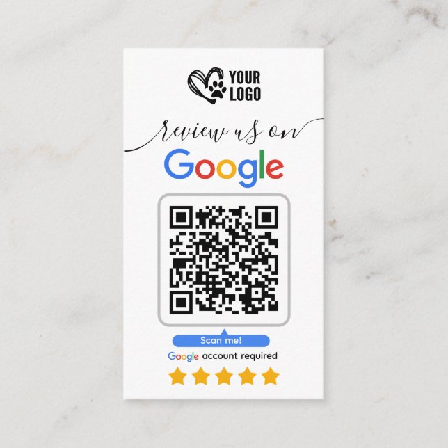 Visita Tarjeta de código QR de solicitud de revisión de G (Anverso)