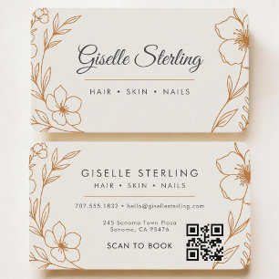 Visita Tarjeta de código QR floral de salón de belleza pr