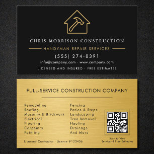 Visita Tarjeta de código QR industrial negro oro para tra