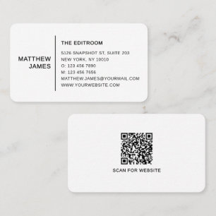 Visita Tarjeta de código QR minimalista en blanco y negro