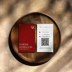 Visita Tarjeta de código QR minimalista roja elegante