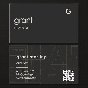 Visita Tarjeta de código QR negro de arquitectura