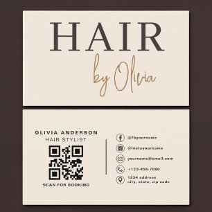 Visita Tarjeta de código QR neutral beige para estilistas