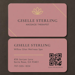 Visita Tarjeta de código QR rosa para terapeuta de masaje