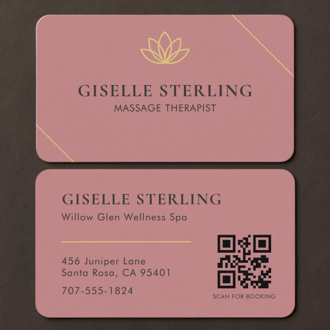 Visita Tarjeta de código QR rosa para terapeuta de masaje (Subido por el creador)