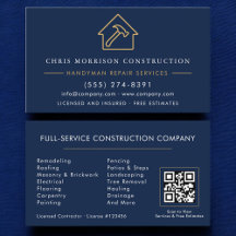 Tarjeta de construcción de hombre habil azul marin