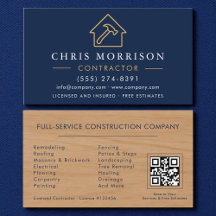 Tarjeta de construcción de madera Código QR azul m