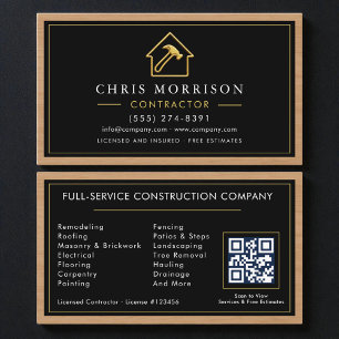 Visita Tarjeta de Construcción Negro Oro Metálico Código 