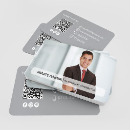 Visita Tarjeta de contacto con código QR de foto minimali