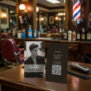 Visita Tarjeta de contacto de barbero personalizada con c