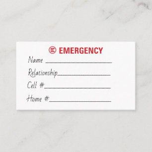 Visita Tarjeta de contacto de emergencia