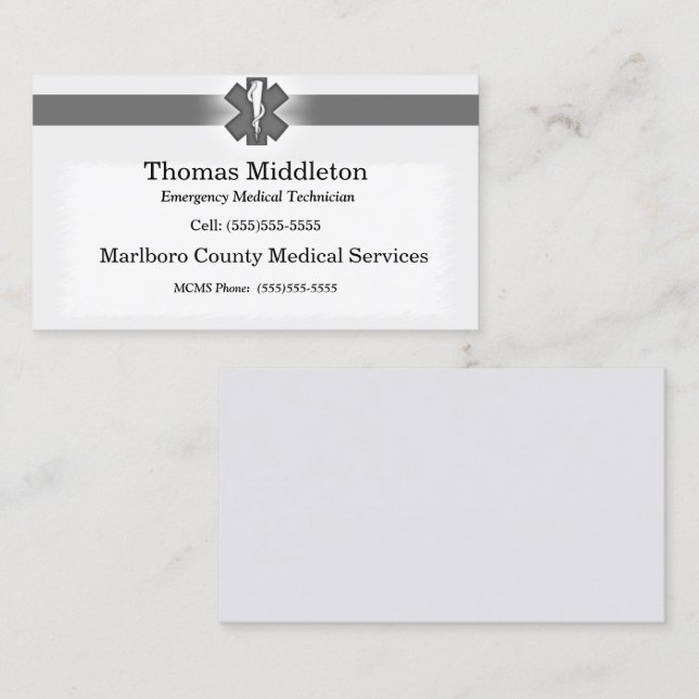 Visita Tarjeta de contacto Gris EMS/EMT (Anverso / Reverso)