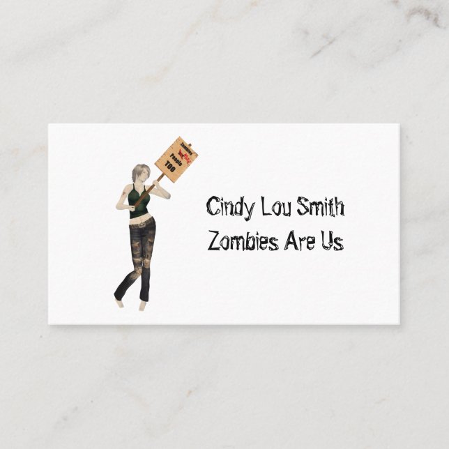 Visita Tarjeta de contacto Zombie Pin Up Chica Protest I (Anverso)