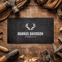 Tarjeta de contratista de astas de madera negra rú