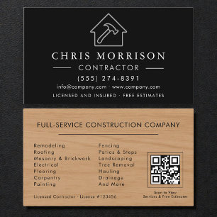 Visita Tarjeta de contratista de construcción de madera c