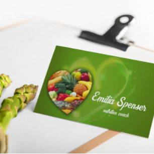Visita Tarjeta de corazón de fruta verde amarilla nutrici