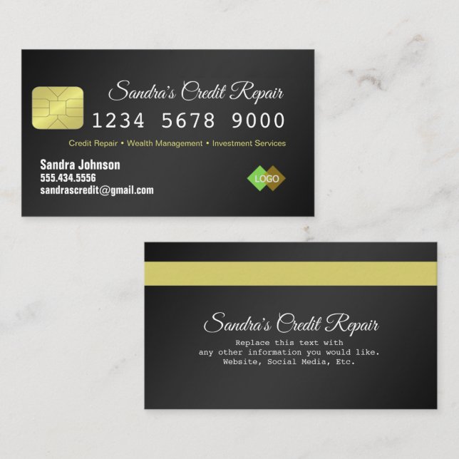 Visita Tarjeta de crédito Black and Gold Business Card (Anverso / Reverso)
