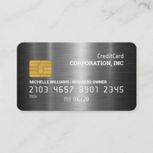 Visita Tarjeta de crédito Cepillado metálico plateado d