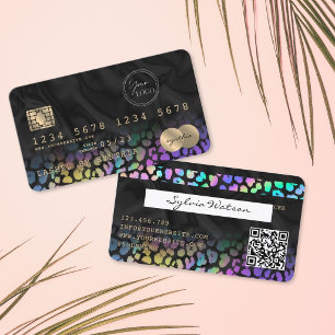 Visita Tarjeta de crédito con código QR y logotipo de leo