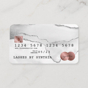 Visita Tarjeta de crédito con estilo Agate Gris Rosa Gold
