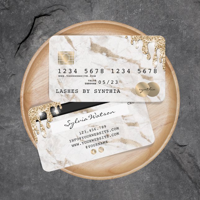 Visita Tarjeta de crédito con estilo Dripping Gold Marble (Subido por el creador)